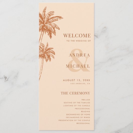 Programme Terracotta Palm Trees & Ampersand Beach Wedding (Devant)