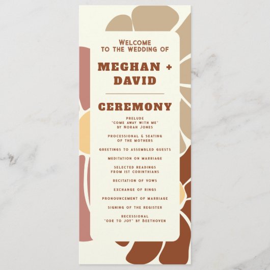 Programme Terracotta Retro Super Boho Chic Floral Mariage (Devant)