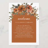 Programme Terracotta rouille Mariage de automne Floral Ordre (Dos)