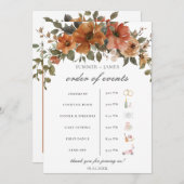 Programme Terracotta rouille Mariage de automne Floral Ordre (Devant / Derrière)