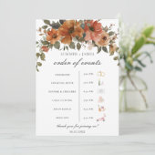 Programme Terracotta rouille Mariage de automne Floral Ordre (Debout devant)