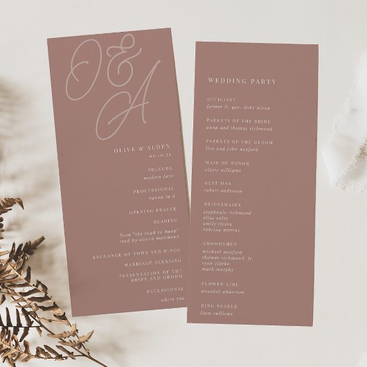 Programme Terre cuite | Mariage de monogramme de filigrane d