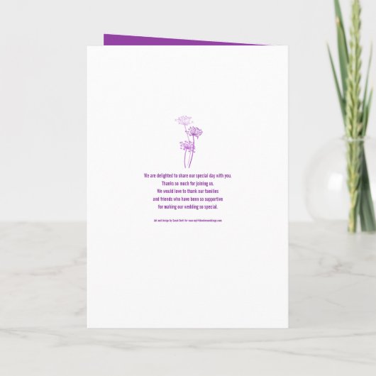 Programme Tête de fleur de vaches mariage pourpre (Dos)