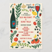 Programme That's Amore Italian Food Charming CUSTOM Wedding  (Devant)