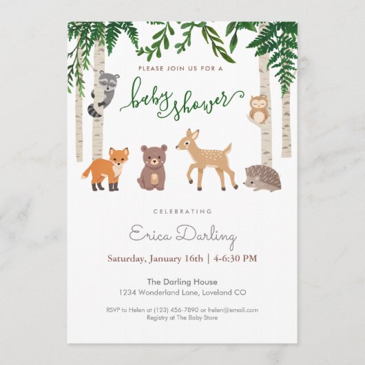 Programme Thème baby shower Woodland | neutre (Devant)