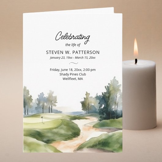 Programme Thème de golf, Photo, Célébration de la vie funéra