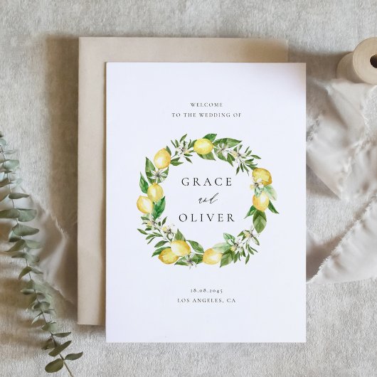 Programme Thème de mariage avec verdure botanique et citrons