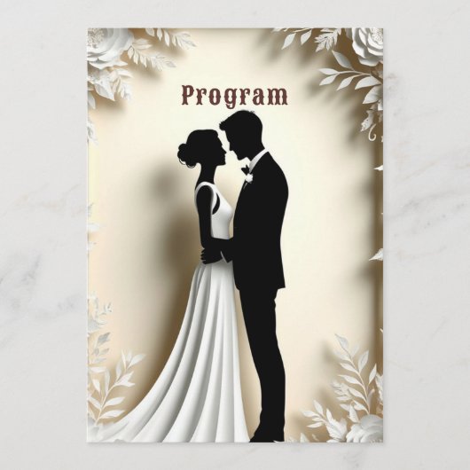 Programme Thème de mariage floral ivoire couple enlacé (Devant)