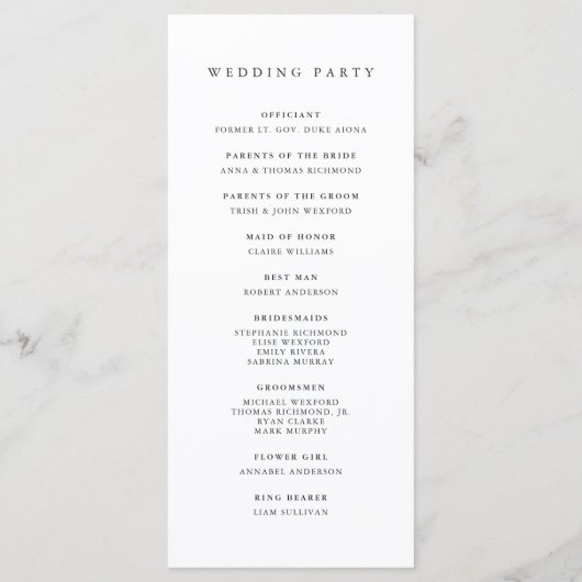 Programme Timberline | Rustic Mountain Forest Mariage (Dos)