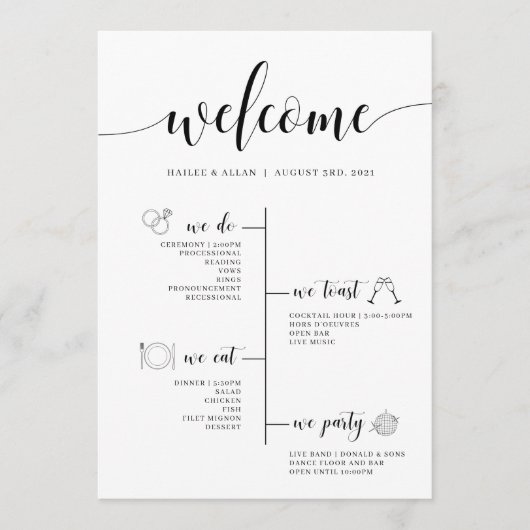 Programme Timeline mariage Avec Icônes (Devant)