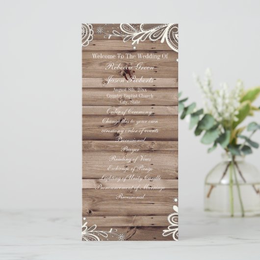 Programme tourbillons dentelle grange mariage campagnard de (Debout devant)