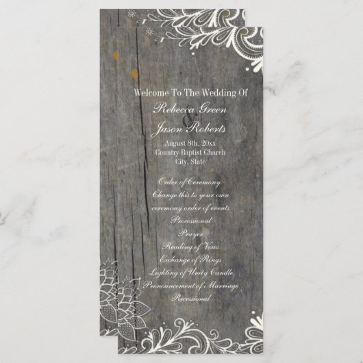 Programme tourbillons fleuris dentelle mariage campagnard pr (Devant / Derrière)