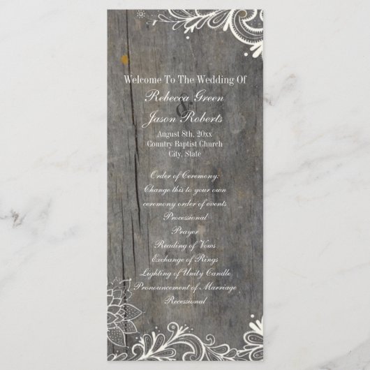 Programme tourbillons fleuris dentelle mariage campagnard pr (Devant)