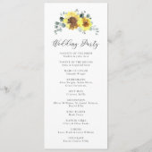 Programme Tournesol Chute Floral Russe Eucalyptus Mariage (Dos)