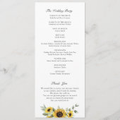 Programme Tournesol Vert Olivier Feuille Rustique Mariage (Dos)