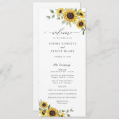 Programme Tournesol Vert Olivier Feuille Rustique Mariage (Devant / Derrière)