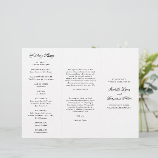 Programme traditionnel de mariage noir et blanc (Debout devant)