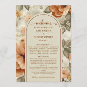 Programme Trendy Boho Copper Ivory Olive Sage Floral Wedding (Devant)