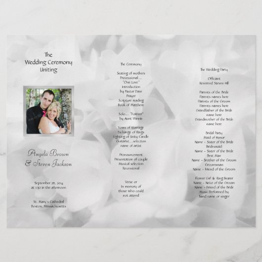 Programme Tri-fold Black and White Photo Wedding (Devant)