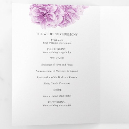 Programme Tri-Fold de fleurs de cerisier pourpre (Intérieur en premier)