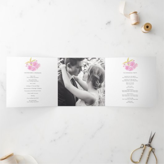 Programme Tri-Fold de fleurs de cerisiers roses (Intérieur)