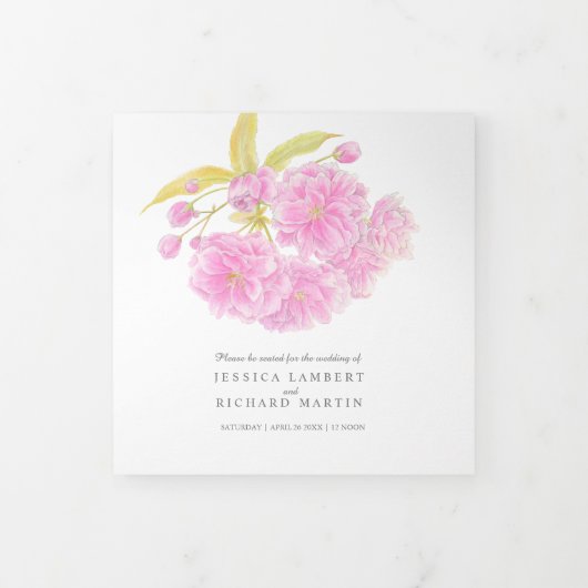 Programme Tri-Fold de fleurs de cerisiers roses (Protection)