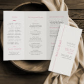Programme trifold de Bat Mitzvah rose et blanc