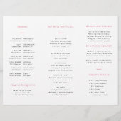 Programme trifold de Bat Mitzvah rose et blanc (Dos)