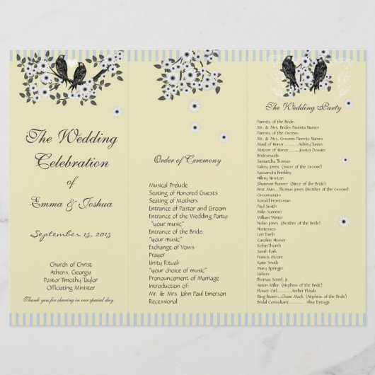 Programme TriFold Oiseaux Vintage Branche de Margu (Devant)