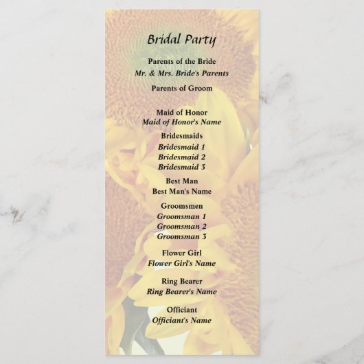 Programme Trois Tournesols Dorés (Dos)