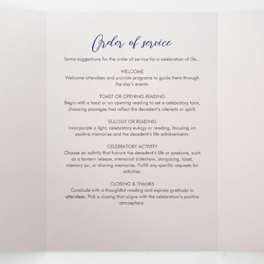 Programme Trois Volets American Flag Celebration of Life Photo Collage (Intérieur au milieu)