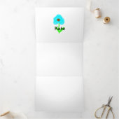 Programme Trois Volets Aquarelle bleu vert ajouter votre nom (Intérieur)