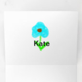 Programme Trois Volets Aquarelle bleu vert ajouter votre nom (Intérieur en premier)