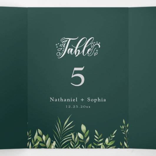 Programme Trois Volets Aquarelle Gold Greenery Tripli Numéro de tableau (Intérieur au milieu)