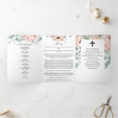 Programme Trois Volets Aquarelle Memorial Pink Peony Floral (Intérieur)