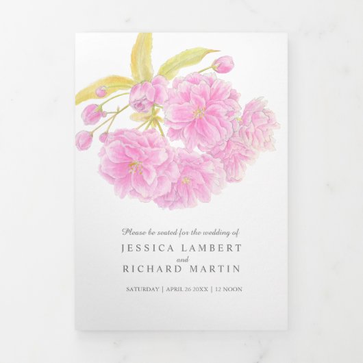 Programme Trois Volets Aquarelle rose cerisier (Page de couverture)