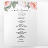 Programme Trois Volets Aquarelle rose Peony Floral (Intérieur en premier)