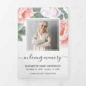 Programme Trois Volets Aquarelle rose Peony Floral (Page de couverture)