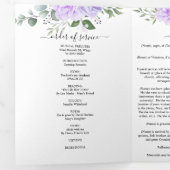 Programme Trois Volets Aquarelle violette Memorial Funérailles florales (Intérieur en premier)