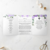 Programme Trois Volets Aquarelle violette Memorial Funérailles florales (Intérieur)