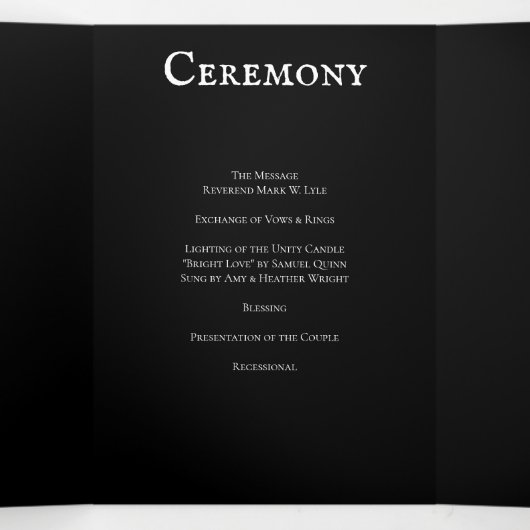 Programme Trois Volets Arc gothique Mariage élégant Noir Noir Noir Rouge (Intérieur au milieu)