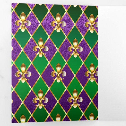 Programme Trois Volets Arrière - plan de bijoux Mardi Gras (Intérieur en premier)