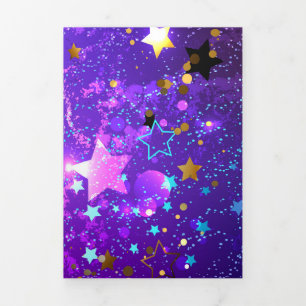 Programme Trois Volets Arrière - plan de feuille violet avec étoiles
