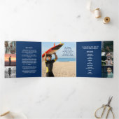 Programme Trois Volets Blue white Funérailles service mono photos personn (Intérieur)