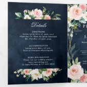 Programme Trois Volets Blush Navy Dusty Bleu Floral Géométrique Botanique (Intérieur en premier)