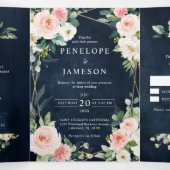 Programme Trois Volets Blush Navy Dusty Bleu Floral Géométrique Botanique (Intérieur au milieu)