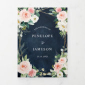 Programme Trois Volets Blush Navy Dusty Bleu Floral Géométrique Botanique (Page de couverture)