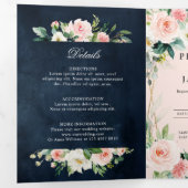 Programme Trois Volets Blush Navy Dusty Bleu Floral Géométrique T (Intérieur en premier)