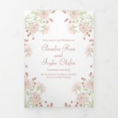 Programme Trois Volets Blush Pink Roses Wedding Programs (Page de couverture)