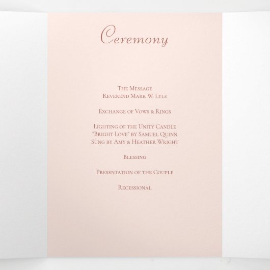 Programme Trois Volets Blush Pink Roses Wedding Programs (Intérieur au milieu)